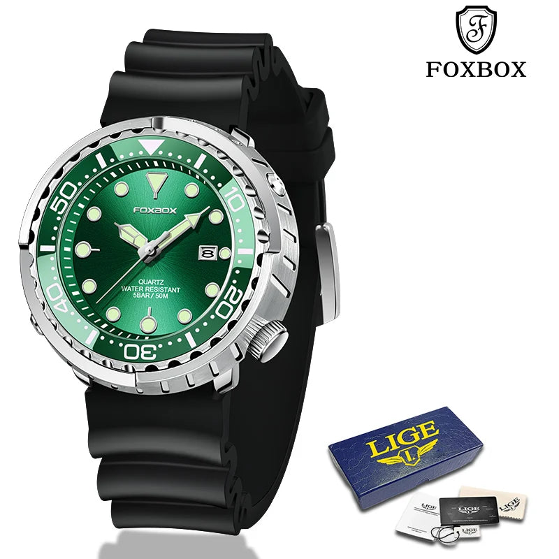 New Watch For Men Fashion Silicone Belt Chronograph Sport Wristwatch 50M Waterproof Luminous Dive Male Clocks Relogio Masculino