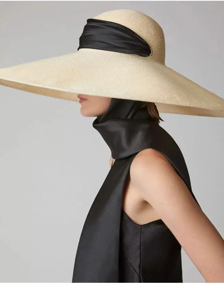 USPOP New Fashion Casual Wide Strap Dome Straw Hat for Women Wide Brim Beach Hat