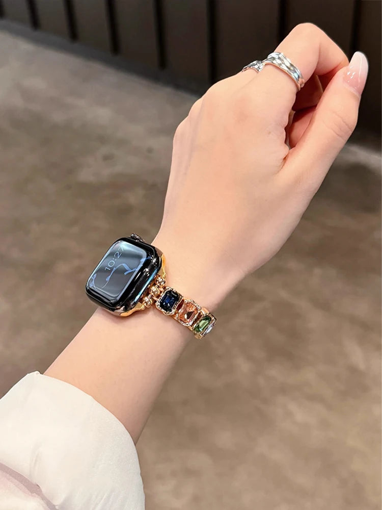 Stainless Diamond Band Watch Strap — Silver | KIMLUD