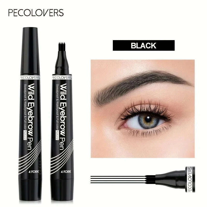 KIMLUD, 6 Colors 1pc Eyebrow Pen Waterproof 4 Split Tip Eyebrows Pen Eyebrow Tattoo Pen Waterproof Liquid Black Eyebrow Makeup Pencil, KIMLUD Womens Clothes