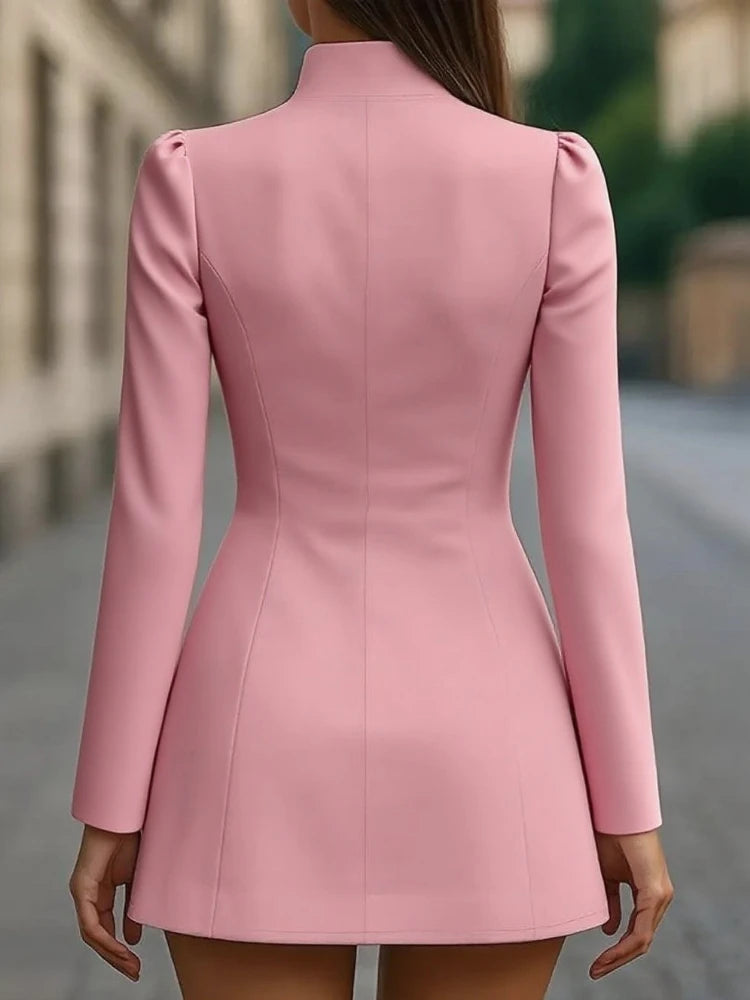 Mini Dress – Stand Collar – Slim Silhouette | KIMLUD