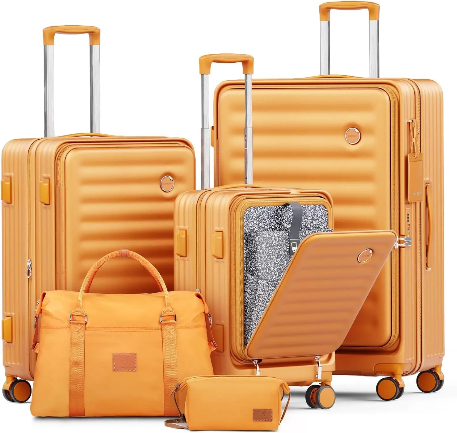 Joyway 5-Piece Travel Luggage Set, with Front Pocket PC Hardside Durable Suitcase, Duffel Bag and Toiletry Bag, TSA Lock