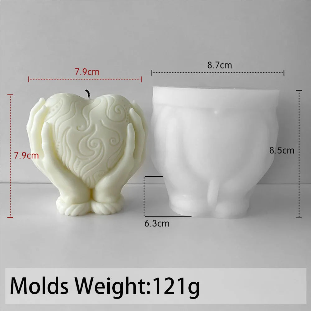 Valentine's Day Ornament Silicone Candle Mold DIY Hand Hold Heart Soap Molds Plaster Chocolate Baking Making Home Festival Decor