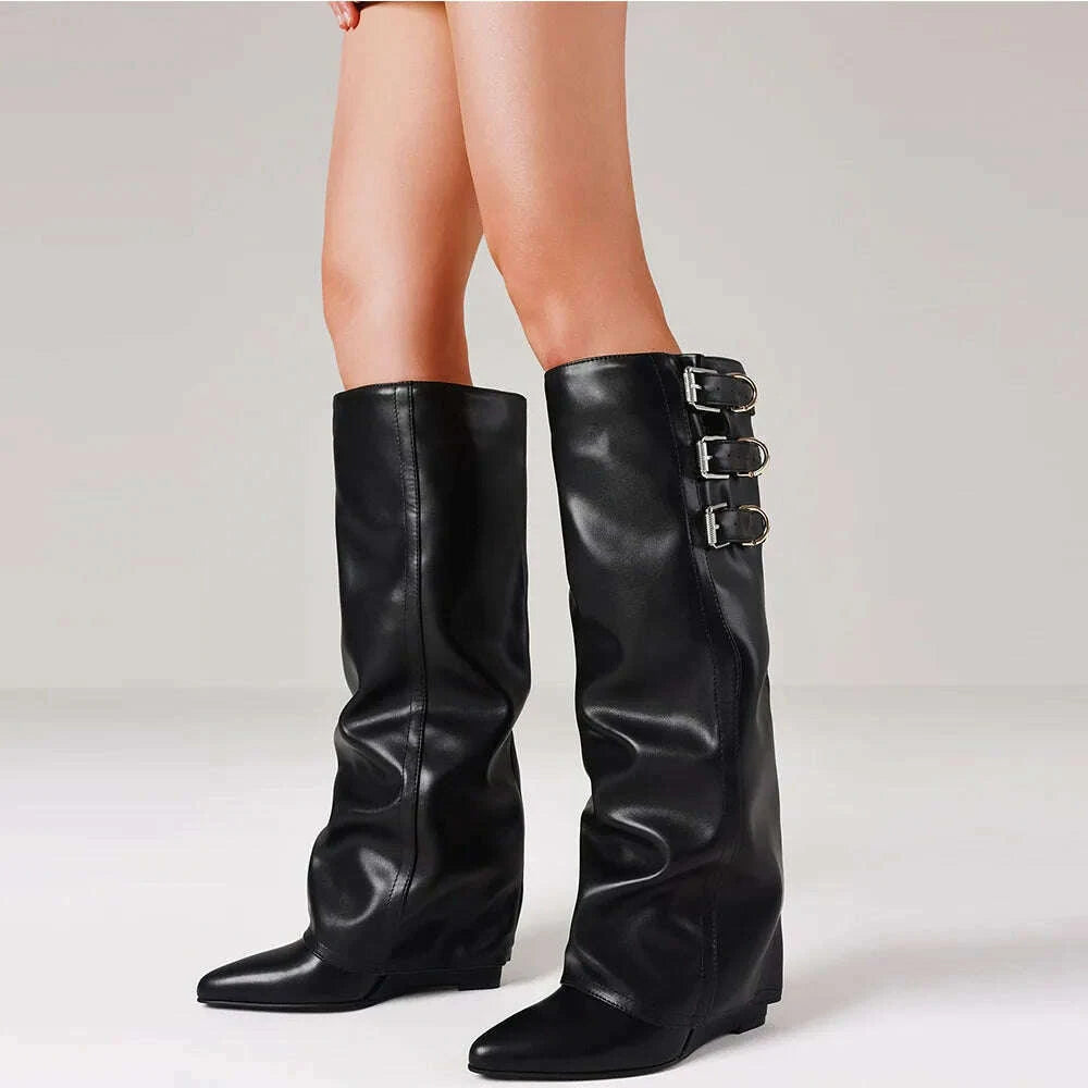 sexy-fashion-women-fold-over-boots-pointed-toe-chunky-heels-multiple-metal-buckles-knee-high-boots-nightclub-luxury-shoeskimlud-womens-fashion-34601811