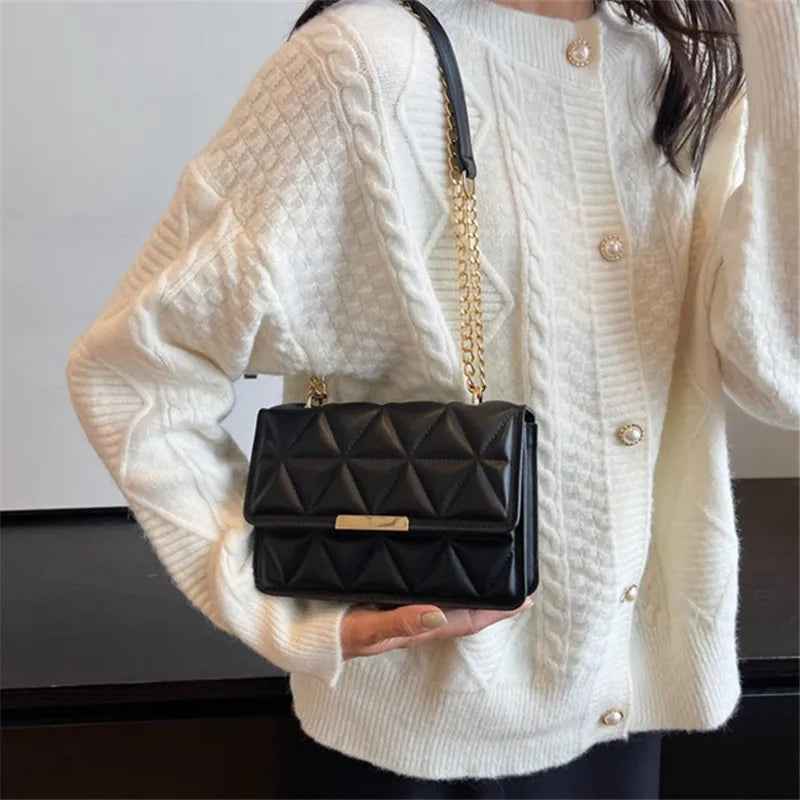 Trendy Quilted Chain Crossbody Shoulder Bag, Stylish Multi Color Small Square Purse, Chic & Perfect for Women's Everyday Use
