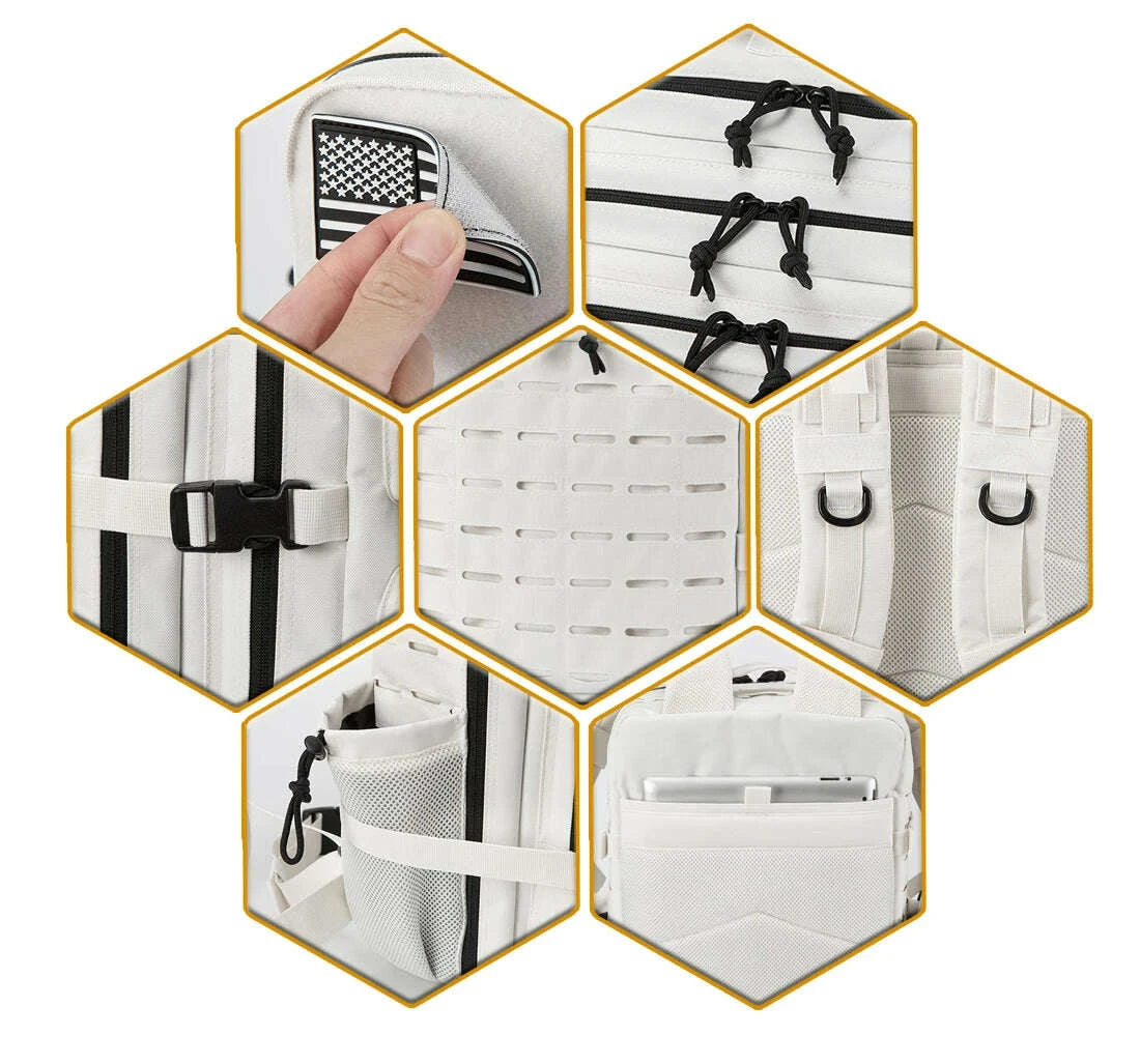 KIMLUD, QT&QY 25L/45L Tactical Backpack for Men and Women Outdoor Survival Bug Out Bag Small School Rucksack Hking with Bottle Holder, KIMLUD Womens Clothes