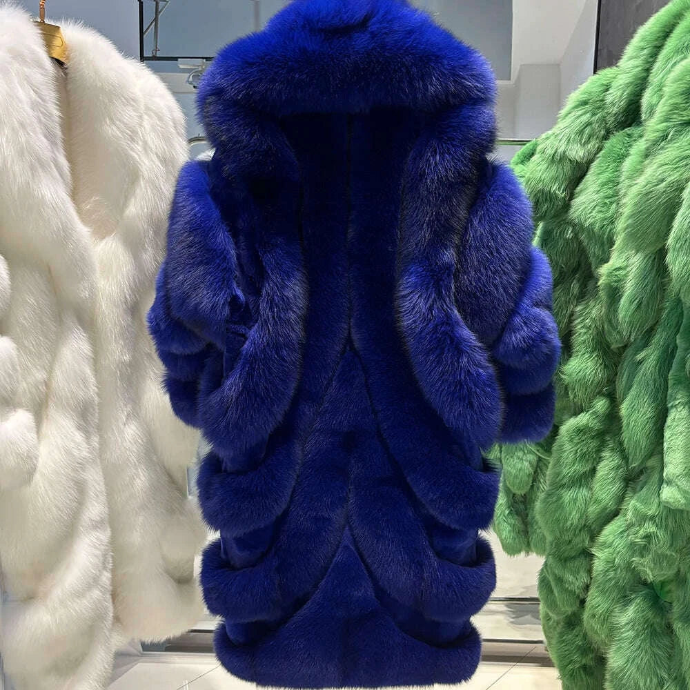 KIMLUD, YOLOAgain 2025 Winter Warm Luxury Real Fox Fur Coat Women Pink Fox Fur Jacket Long, KIMLUD Womens Clothes