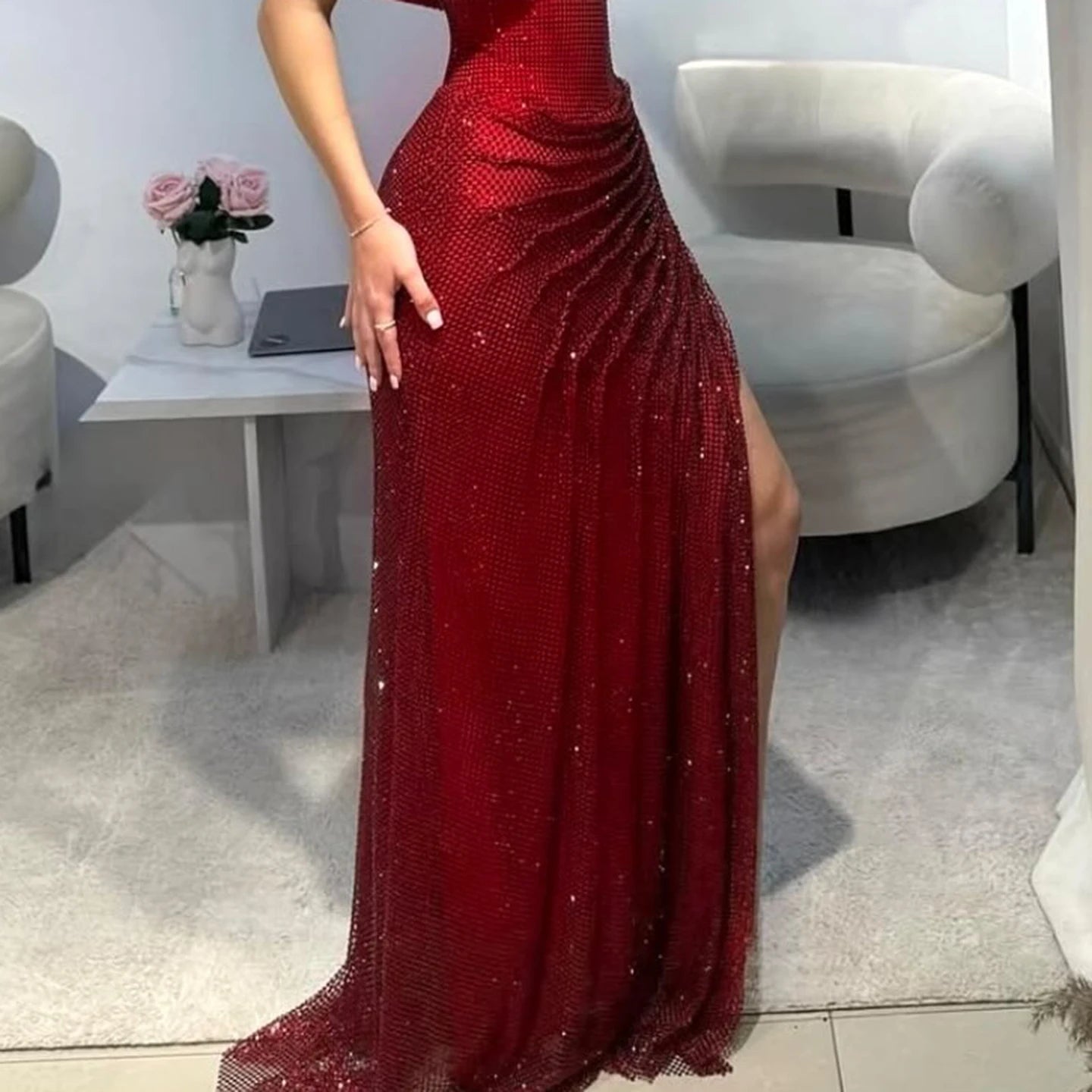 Sharon Said Elegant Wine Red Tulle Off Shoulder Mermaid Prom Dress Evening Party Gowns SH570 Customized