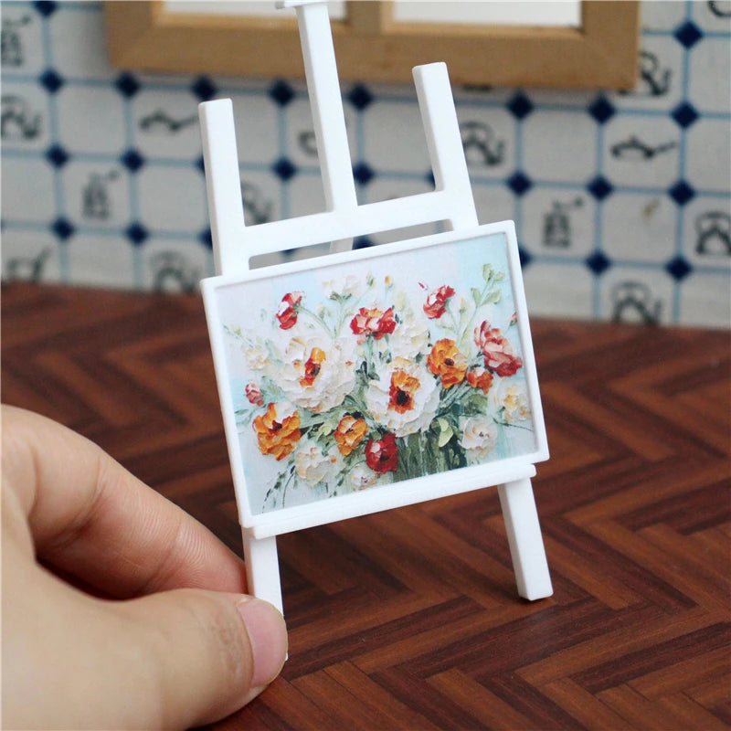 PVC Dollhouse Miniature Palette Easel Set One Twelfth Scale — Ivory | KIMLUD