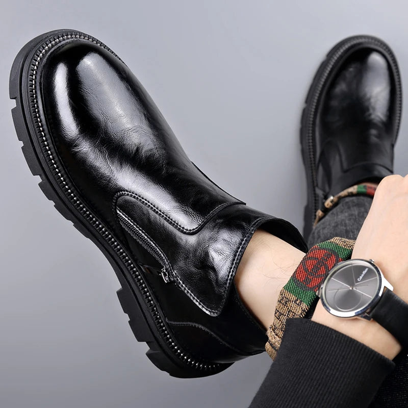Men's Leather Boots – Non-Slip High Top Casual – Genuine Leather | KIMLUD