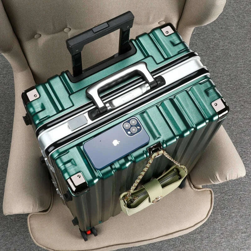 KIMLUD, Aluminum Frame Suitcase 20 inch Boarding Cabin Rolling Luggage Trolley Case Password Suitcases on Wheels Men and Women Students, KIMLUD Womens Clothes