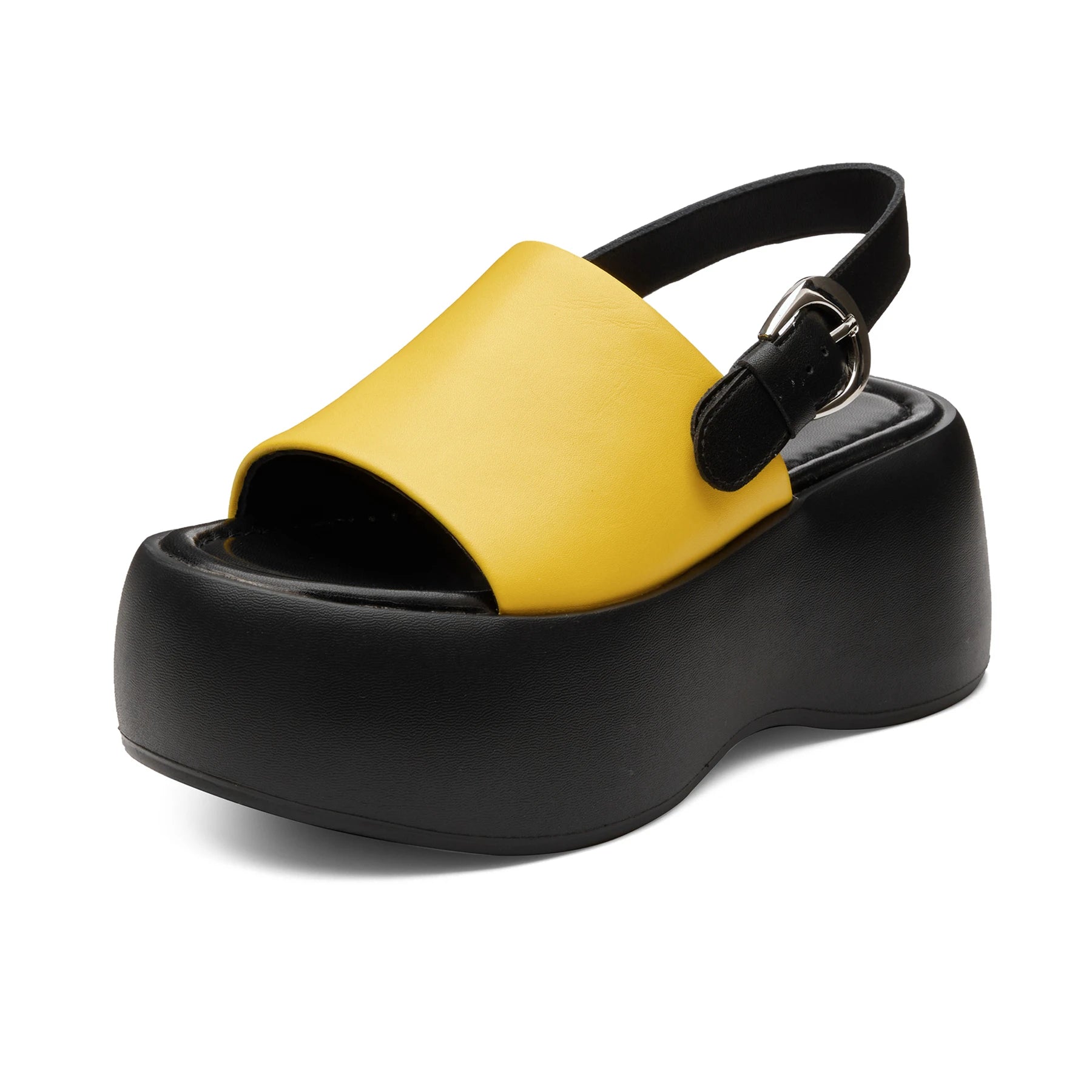 Genuine Leather Peep Toe Slingback Heels — Black | KIMLUD