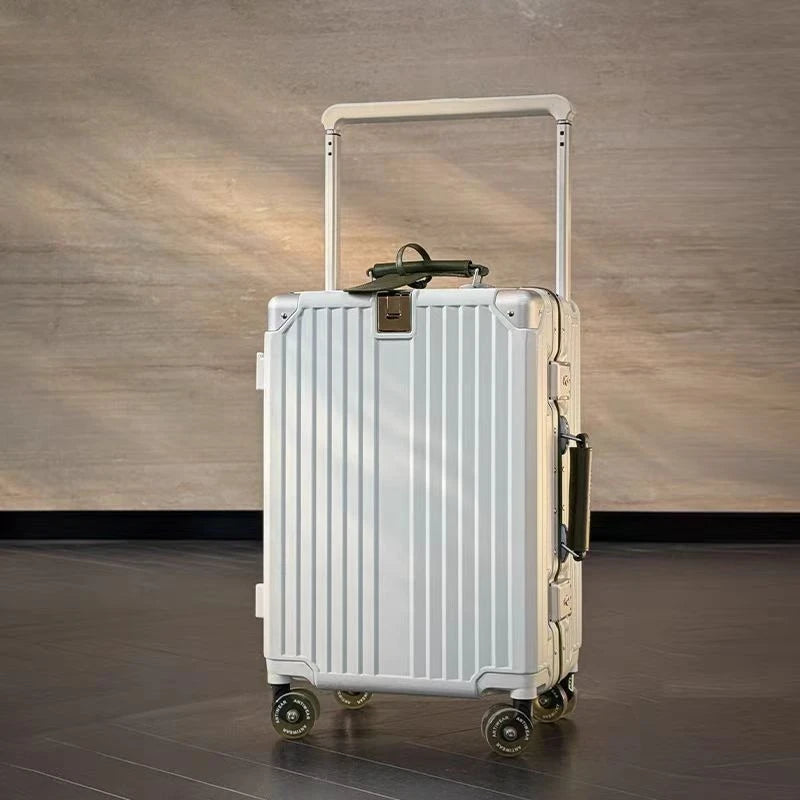 Wide-Handle Travel Suitcase With Cup Holder — Black | KIMLUD