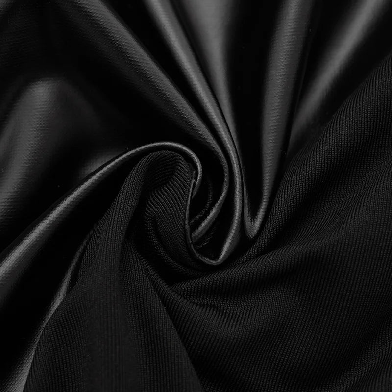 Jumpsuits – PU Leather Patchwork – Skinny – Black | KIMLUD