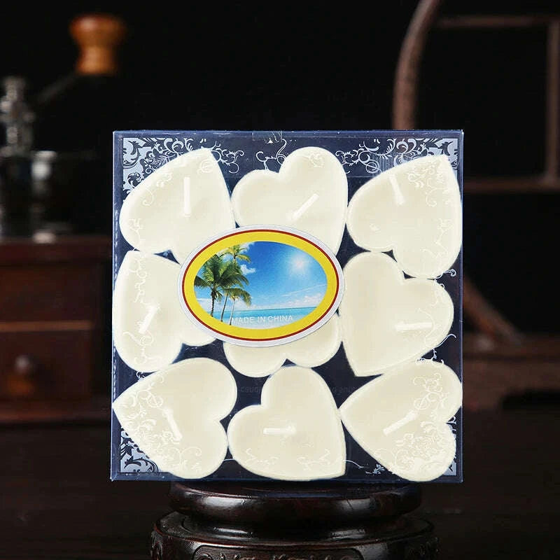KIMLUD, 9pcs Heart-Shaped Scented Tea Candles Set Wedding Supplies Romantic Decor Creative Love Candle Marriage Proposals Birthday Gift, KIMLUD Womens Clothes