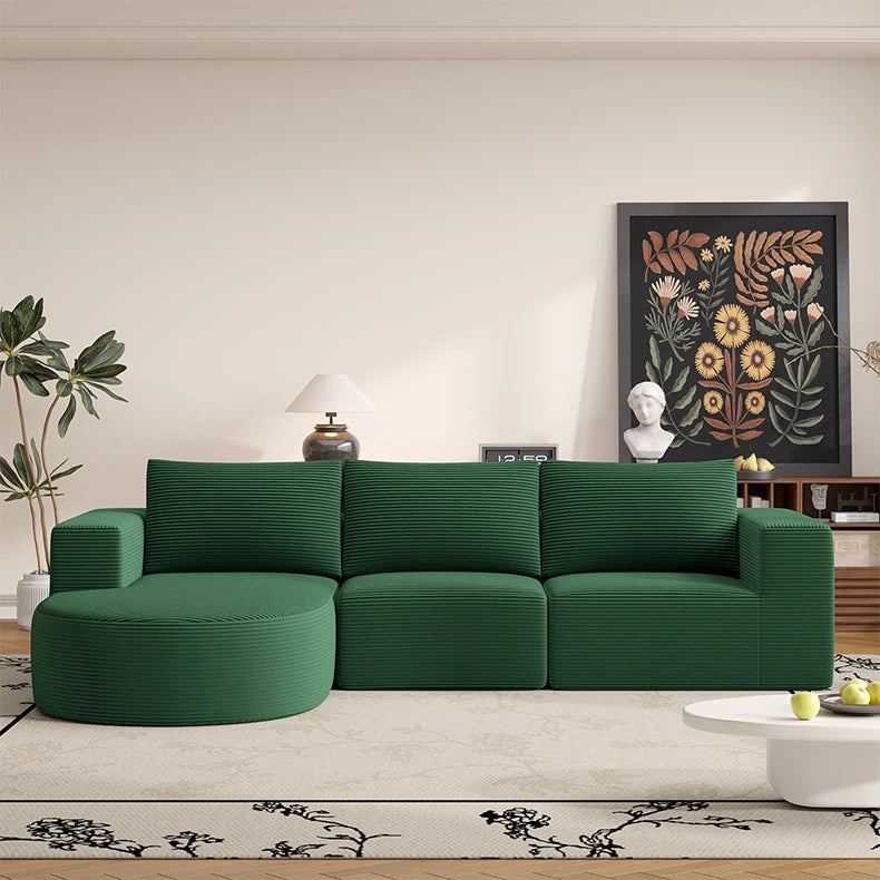 Corduroy Two-Seater Sofa With Italian Minimalist Lines And Subtle Depth — Blue | KIMLUD