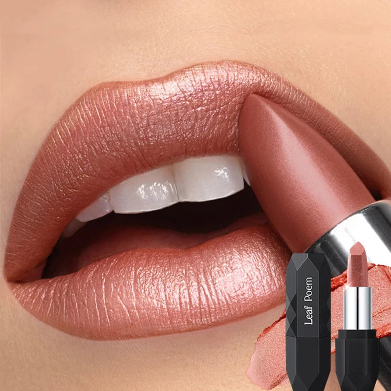 Pearlescent Glitter Matte Lipstick Diamond Shine — Nude Pink | KIMLUD