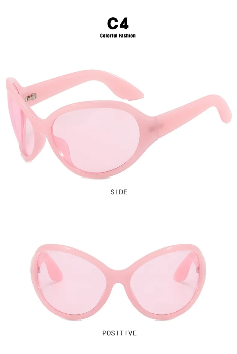 Oversized Oval Frame Sunglasses UV400 Lenses — Black | KIMLUD