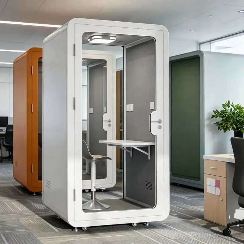 Video Conference Privacy Booth – Movable Soundproof – Aluminum Frame | KIMLUD