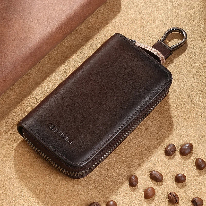 Key Wallet – 2 Card Slots and ID Clip – Genuine Leather | KIMLUD