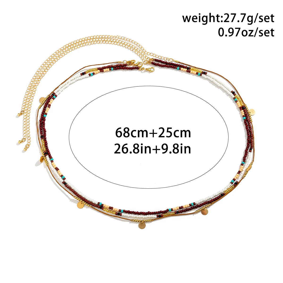 Bohemian Seed Bead Waist Chain Acrylic Multilayer — Earth Tones | KIMLUD