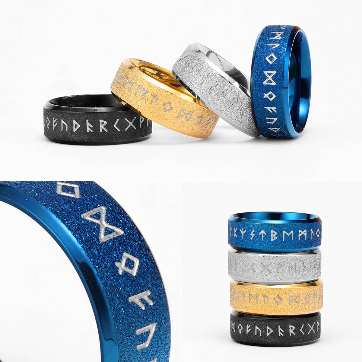 Viking Runes Simple Matte Shiny Stainless Steel Men Rings Punk New In For Male Women Fashion Jewelry Creativity Gift Wholesale