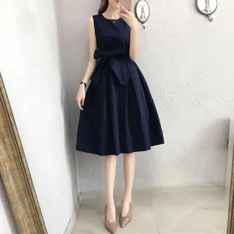 French Vintage Design Unique Summer New Hepburn Style Goddess Elegant Sleeveless Dress Fairy System Women's Dress China Origin