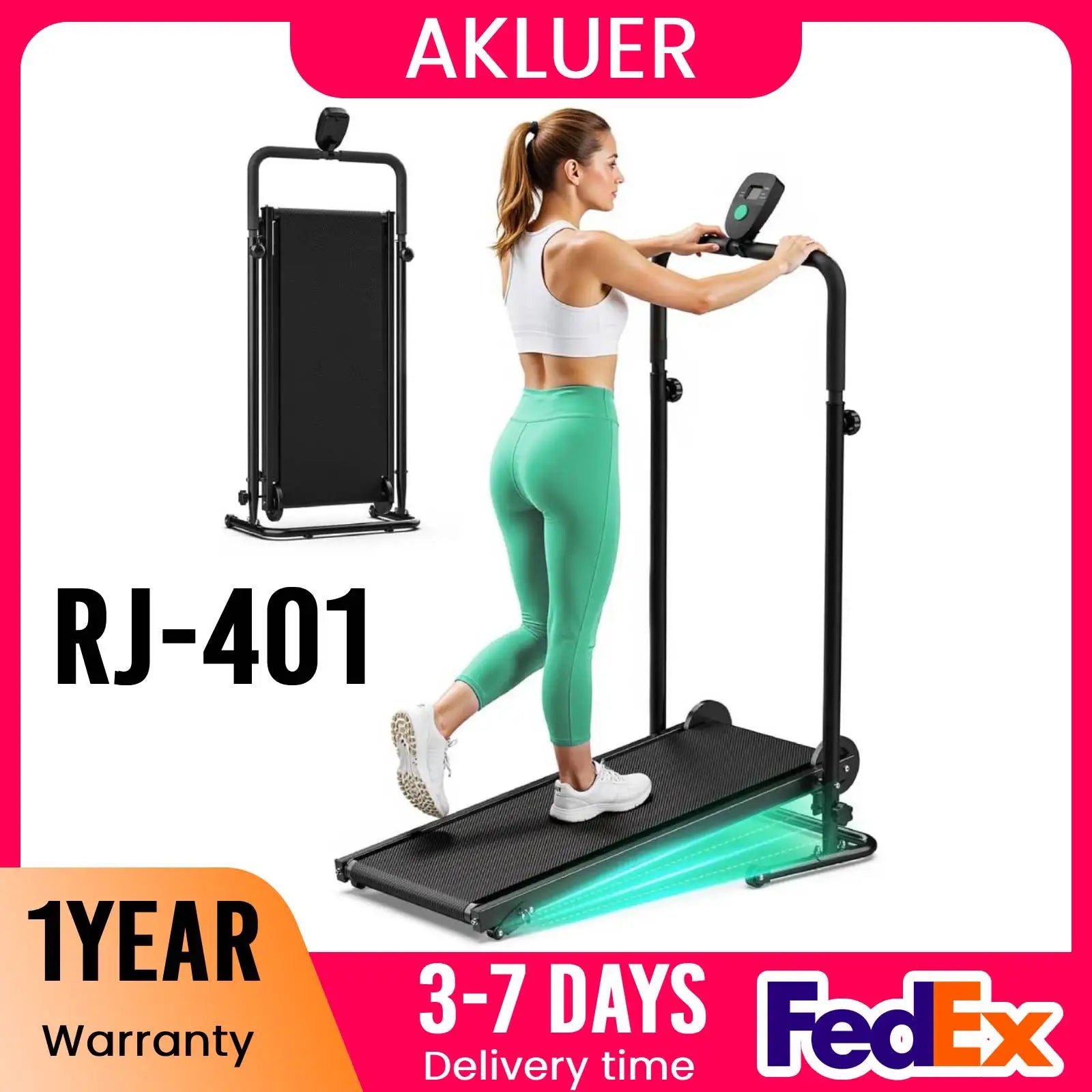Motorless Treadmill Dual Flywheels LCD Monitor Non Slip Belt Fixed Incline — Black | KIMLUD