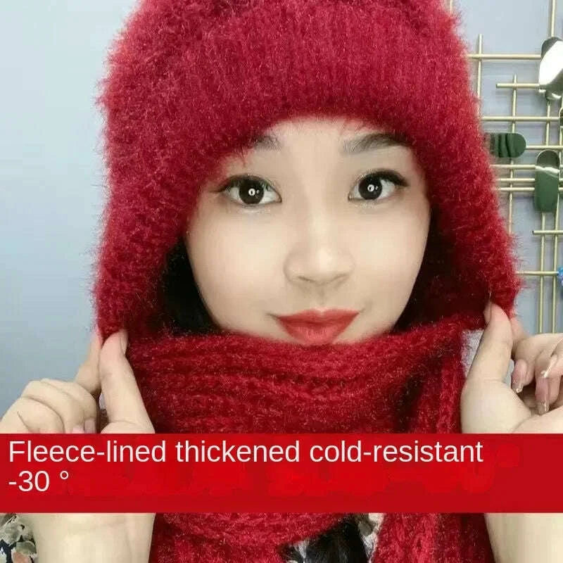 new-plush-and-thickened-scarf-integrated-wind-and-snow-hat-autumn-and-winter-squirrel-fluff-thread-hat-for-warmth-kimlud-kimlud-33910512