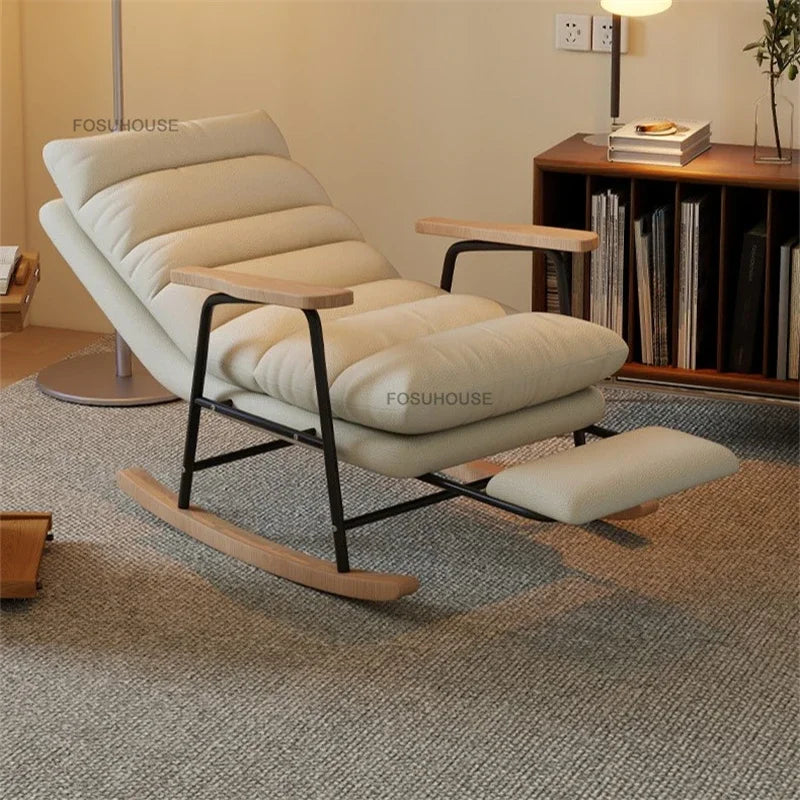 Modern Adjustable Backrest Leisure Living Room Chairs Luxury Rocking Chair for Bedroom Small Apartment Armchair Home Furniture