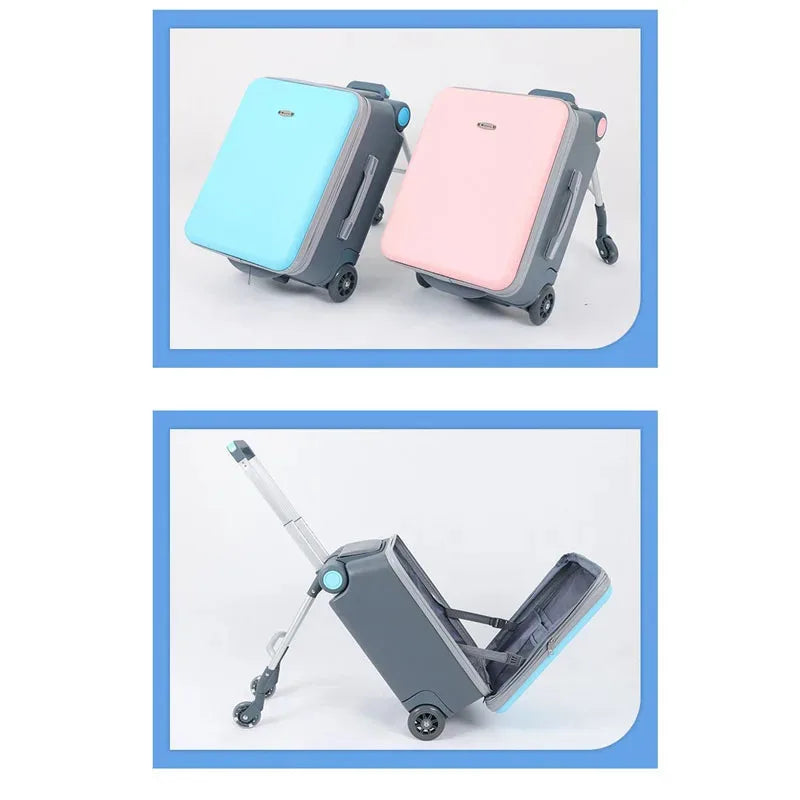 Waterproof ABS Carry-On Luggage For Kids Travel Companion With Multi-Function Design — Sky-Blue | KIMLUD