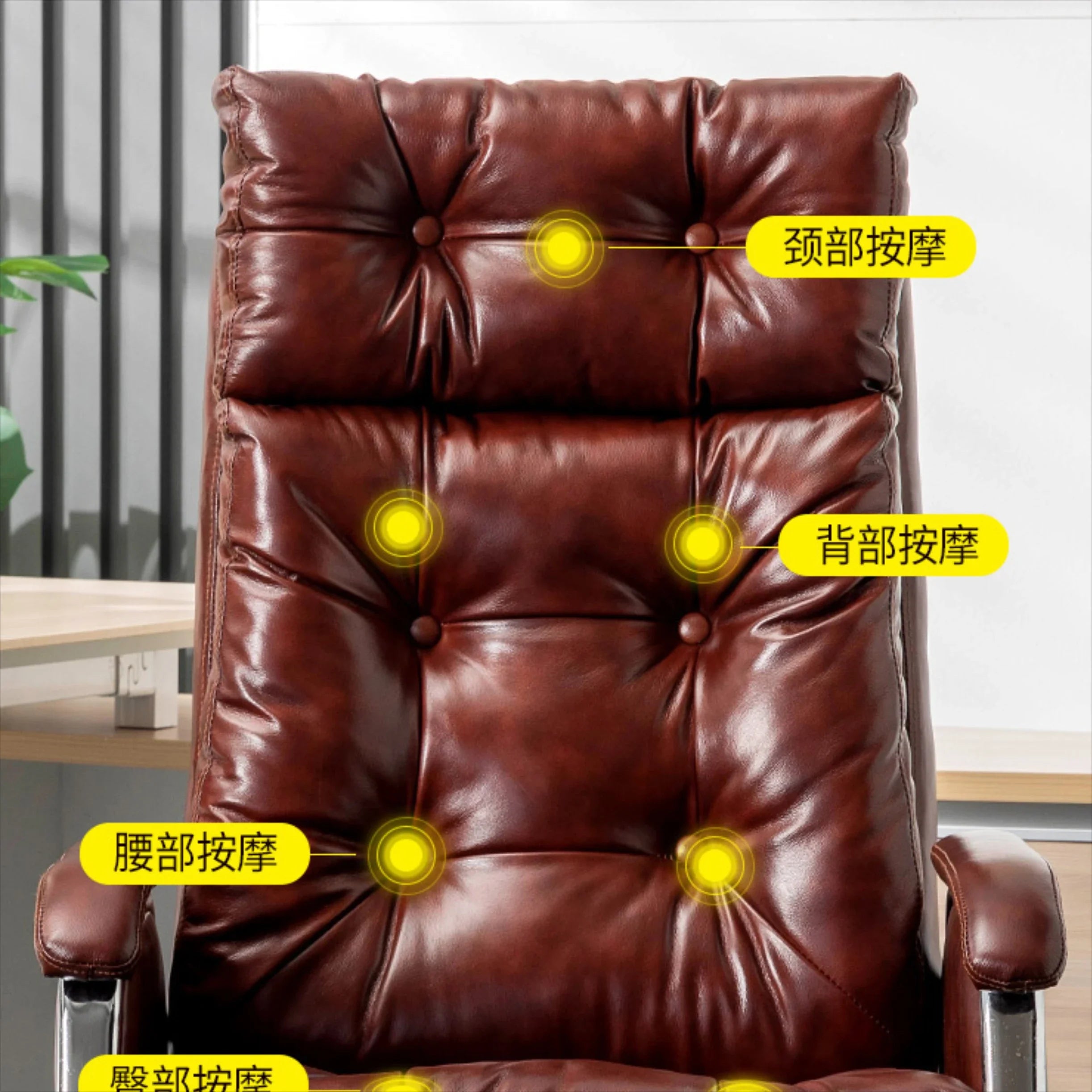 Leather Executive Chair — Tufted High-Back Recliner — Dark Brown | KIMLUD