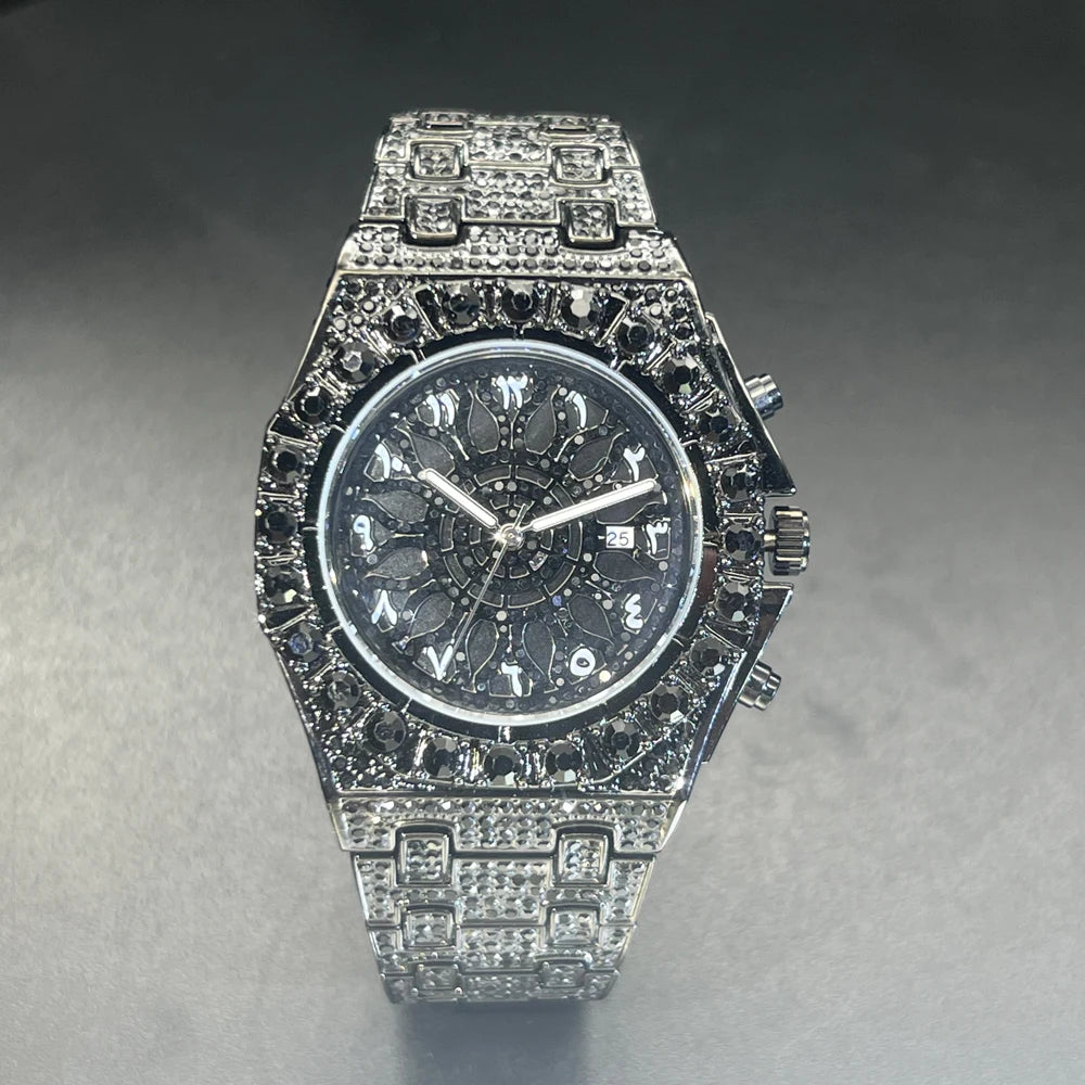 Wristwatch Full Diamond Alloy Case Green Dial | KIMLUD