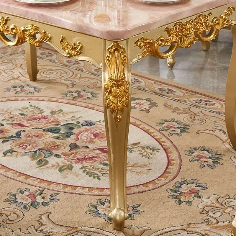 Oak Wood Luxury Dining Table Rectangular Space Saving — Gold | KIMLUD