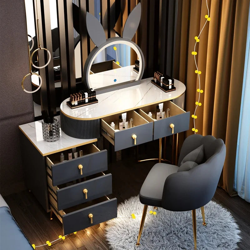 European Modern Vanity Table Storage Brass Hardware — Deep Blue-Dust | KIMLUD