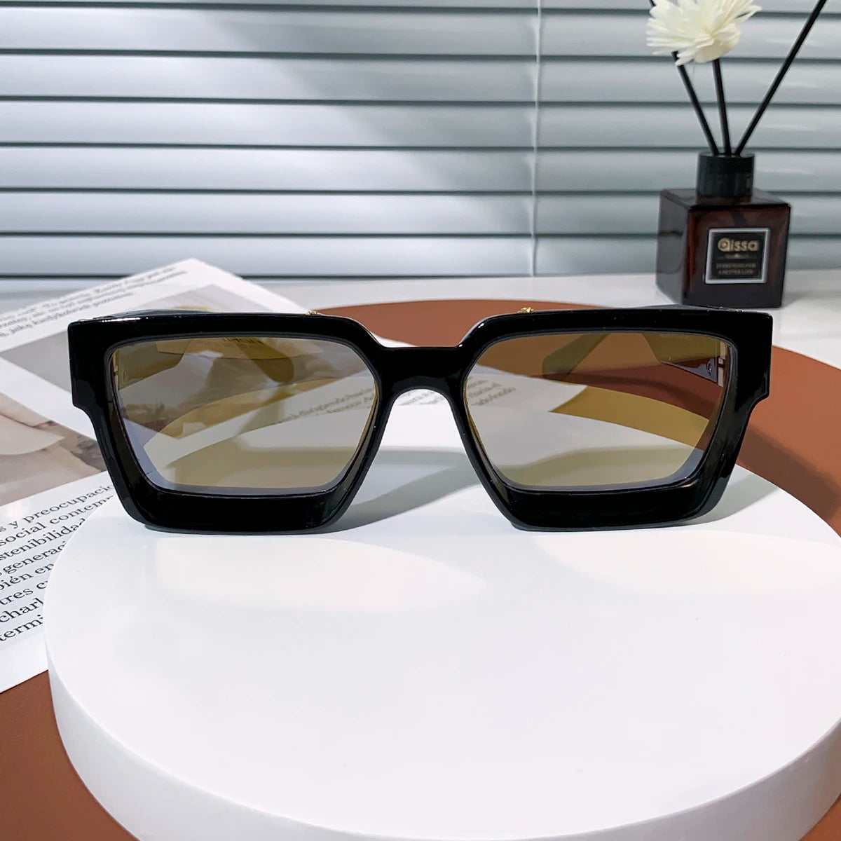 Retro Square Sunglasses Millionaire Shades — Black | KIMLUD