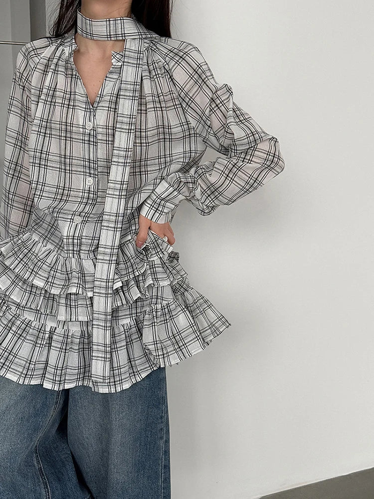 Blouse – V-Neck Long Sleeve – Jersey – Black | KIMLUD