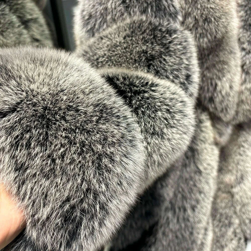 KIMLUD, YOLOAgain 2025 Winter Warm Luxury Real Fox Fur Coat Women Pink Fox Fur Jacket Long, KIMLUD Womens Clothes