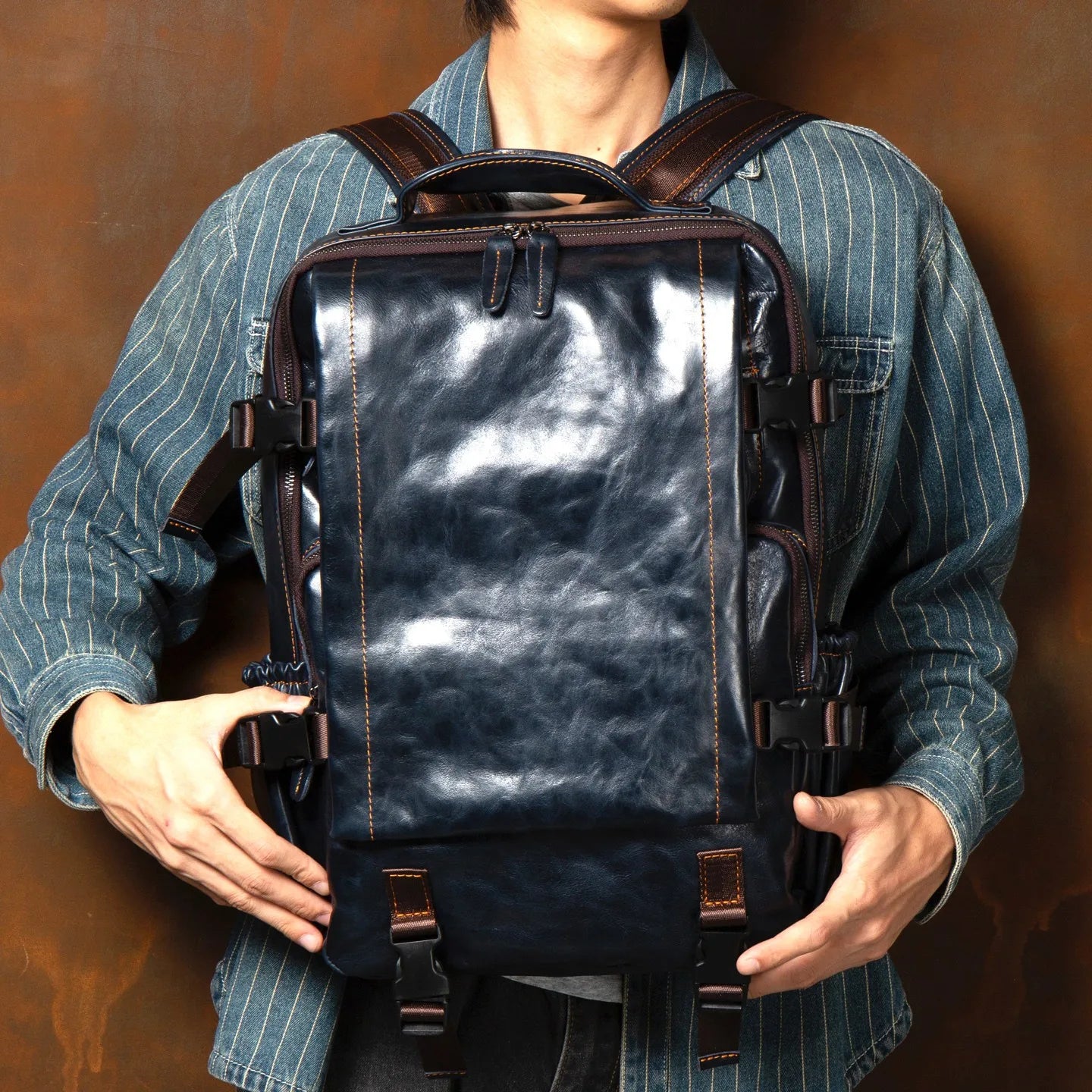 European Handcrafted Leather Backpack — Brown | KIMLUD