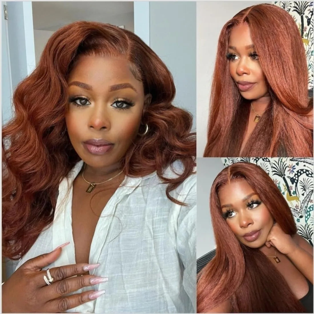 Lace Front Wig – Kinky Straight – Swiss Lace – Reddish Brown | KIMLUD