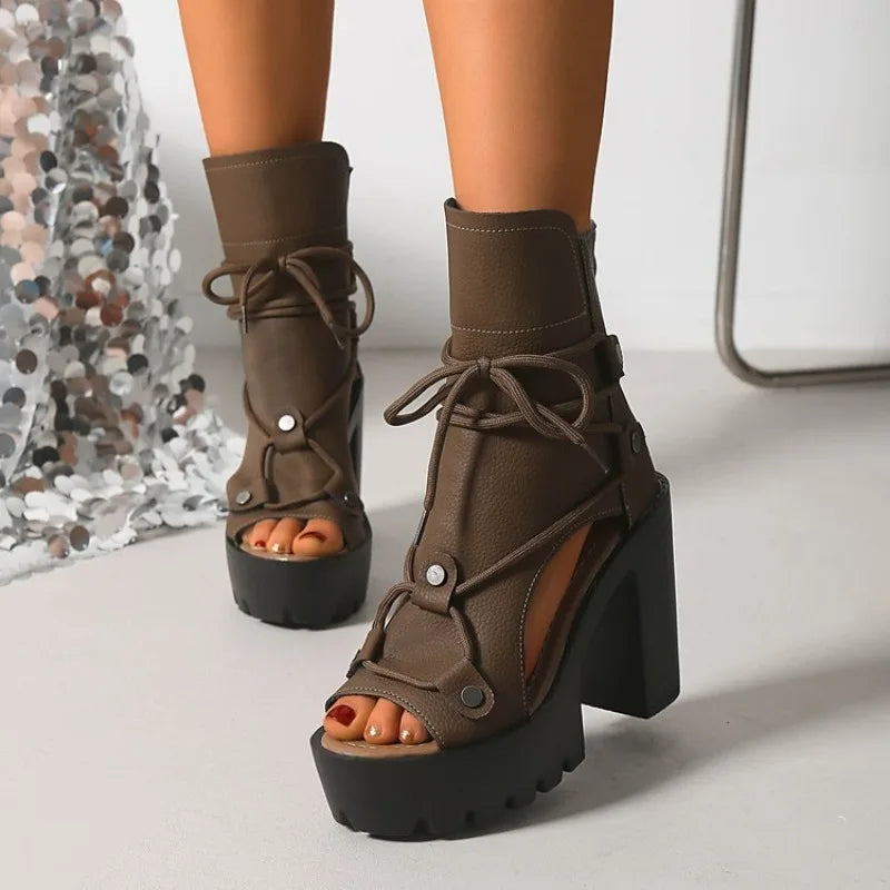 Platform Ankle Boots – Open Toe – Platform Silhouette | KIMLUD