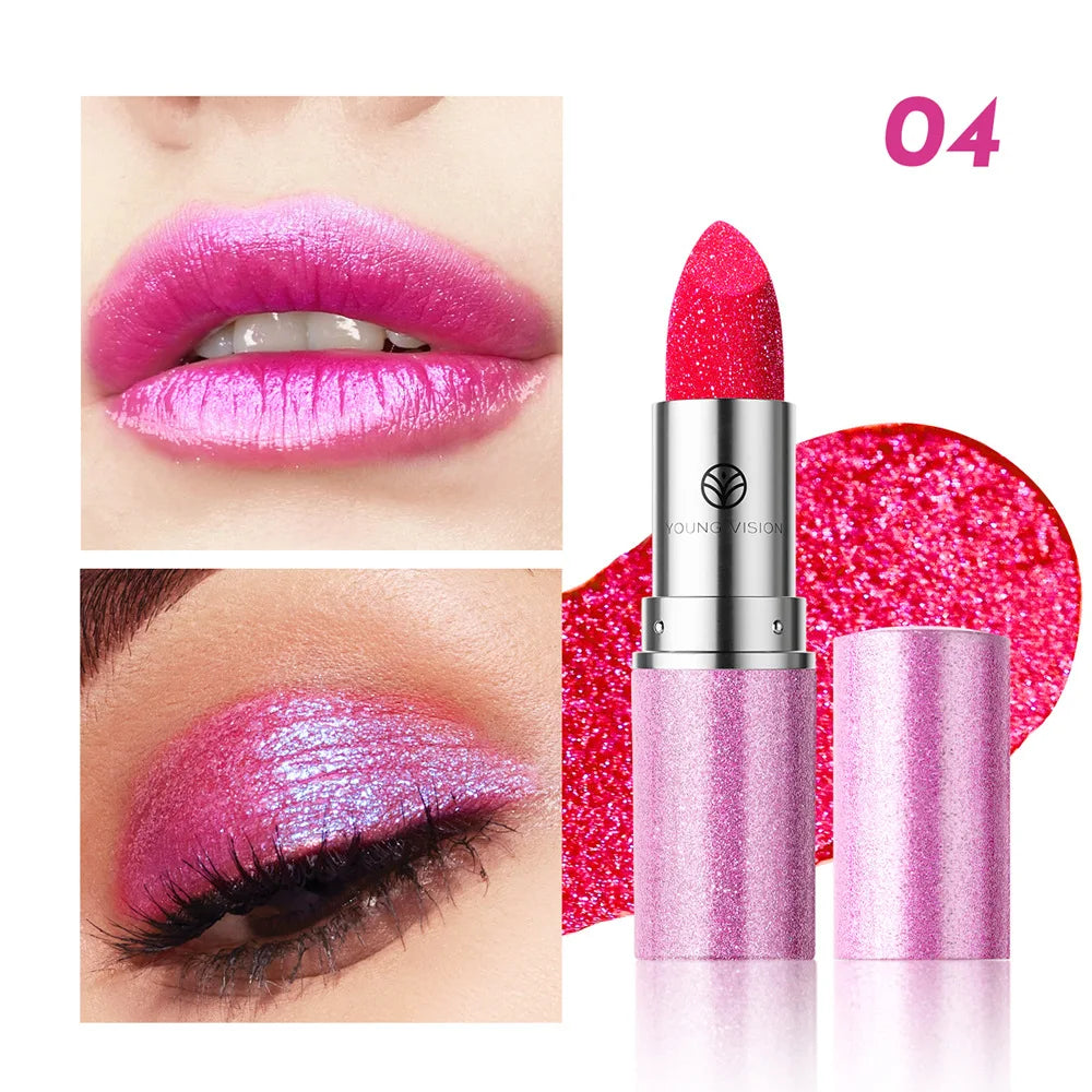 Metallic Glitter Lipstick Velvet-Glass Finish With Iridescent Glow And Long Lasting Comfort — Iridesce | KIMLUD