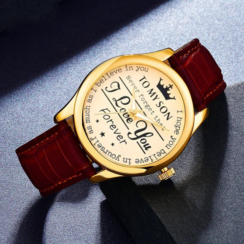 Business Love English Crown Dial Tread Wire Strap Quartz Belt Watch