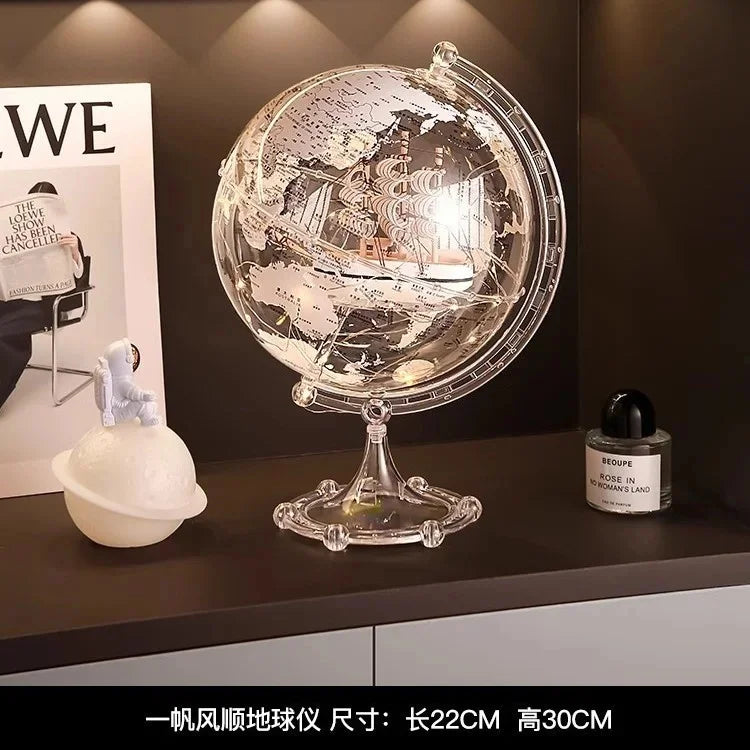 Polished Metal Globe Ornament Sculpture — Gold | KIMLUD