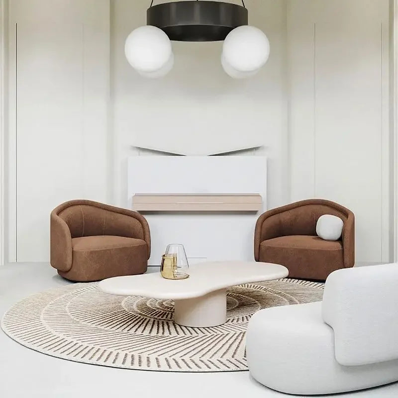 Nordic Wind Wood Art Coffee Table Cloud Shaped — Beige | KIMLUD