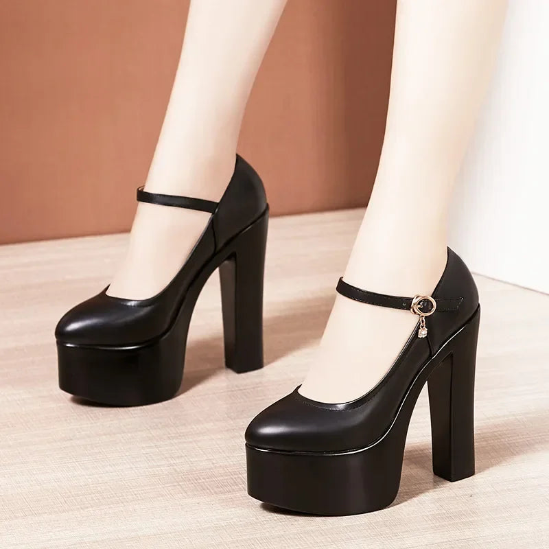 Pumps – Extreme Block Heel Platform – PU | KIMLUD