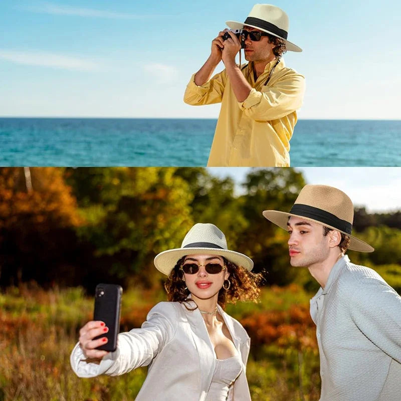 Panama Straw Sun Hat Plus Size 63cm Unisex — Natural | KIMLUD
