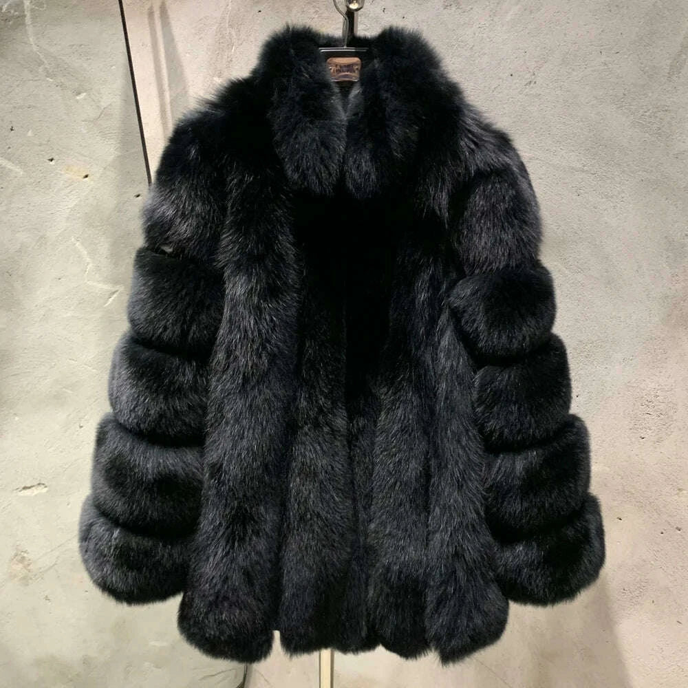 KIMLUD, Long Fox Fur Coats Wholesale Winter Female Natural Fox Fur OutWear Full Pelt Real Fox Fur Jackets with Long Sleeve 909, KIMLUD Womens Clothes
