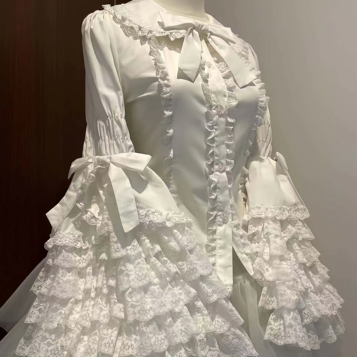 Lace Doll-Style Lolita Shirt – Princess Sleeve – Polyester | KIMLUD