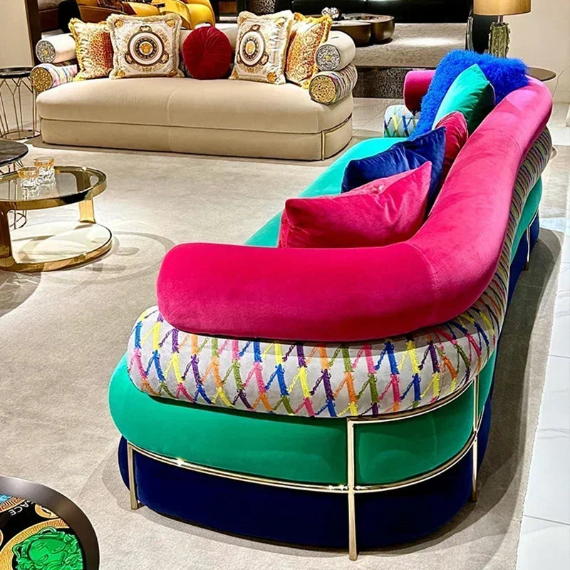 Soft Fancy Unique Sofa Modern Wood Nordic European Puffs Sofa 3 Seater Muebles Para Salas Modernos Living Room Furniture